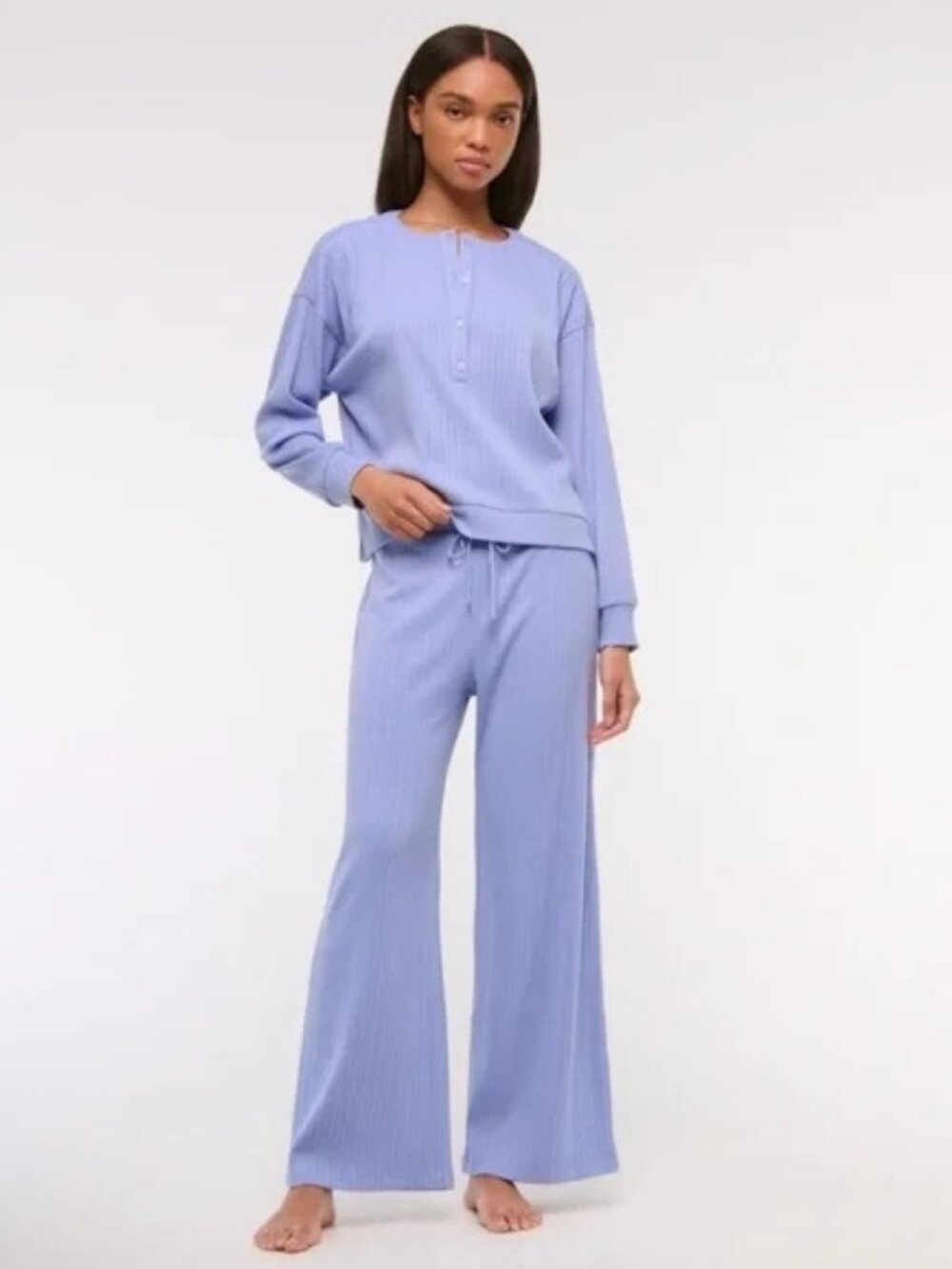 NWT Abercrombie & Fitch Lounge Collection Ribbed Flare Pant Periwinkle XXL Comfy